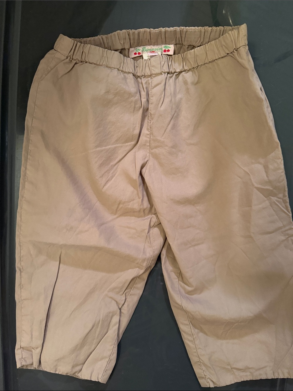 Bonpoint Khaki Elastic-Waist Chinos